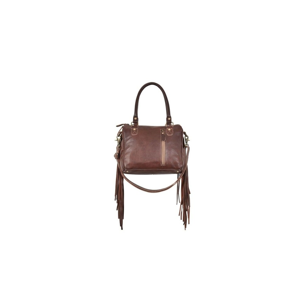 Myra Bag  Upcycled Canvas & Cowhide Concealed Carry Leather  Bag - Picture 5 of 6